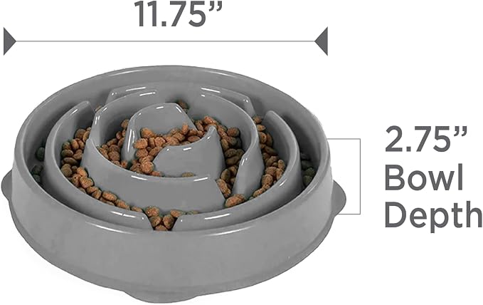 Outward Hound Fun Feeder Slo Bowl Dog Slow Feeder, Drop, Gray, 11.8" | Slows Fast Eaters, Can Aid Digestion, Holds 4 Cups Dry or Wet Food, Non-Slip Base, Easy Clean, No BPA, Medium to Large Dogs - Image 7