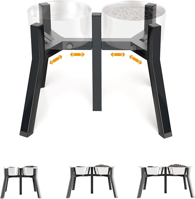 Elevated Dog Bowl Stand for Large Dogs, Adjustable Width 7-10.6", Raised Dog Food Water Holder, 2-in-1 Design, Bowl Not Included by TIDANT