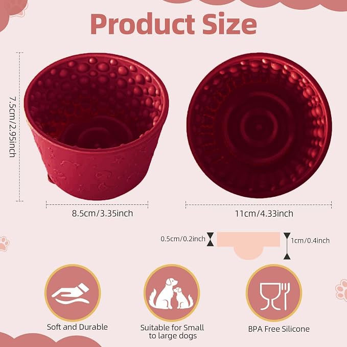 Dog Lick Bowl, Non-Slip Freeze Slow Feeder Small Medium, 1.6 Cup | Anxiety Relief & Distraction, Enrichment, Puzzle Feeder, BPA-Free Silicone, Dishwasher & Microwave Safe, for Dogs - Image 2