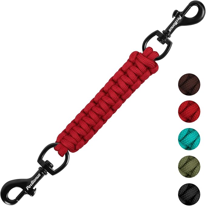 PetBonus Dog Collar Safety Clip, Handmade Prong Collar to Harness Connector | Dog Leash Backup Safety Strap, Escape Proof, Double Ended Clasp, Lead Connector for Pinch Collar, Harness (Red) by Petbonus
