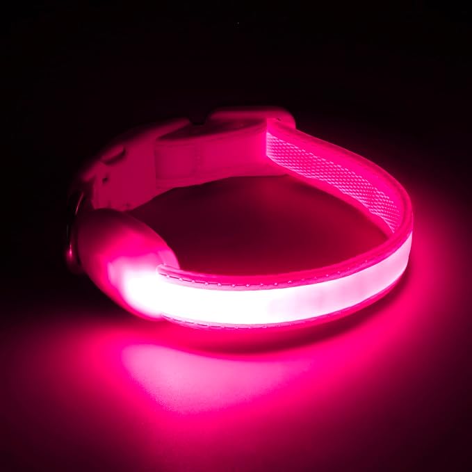 Light up Collar for Small Dog,Vizpet XS Adjustable Size Nylon Collar USB Rechargeable Bright Safety Pet Collar for Cats Small Dogs (Pink, X-Small[ 8.66-11.9 inch/22cm-30cm]) - Image 6