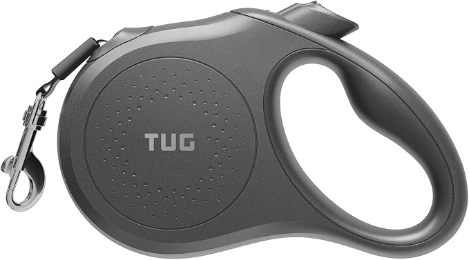 TUG Quest Retractable Dog Leash | 360° Tangle-Free Retraction | 16 ft Strong Nylon Tape (Medium, Black) by TUG