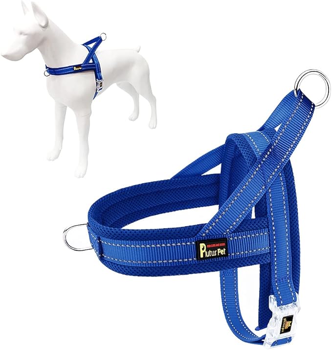 Plutus Pet No Pull Dog Harness for Large Dogs, Breathable Mesh Padded | Adjustable Reflective with Handle, Escape Proof, Quick Fit Pet Vest, Front Clip, for Training and Walking, Royal Blue, XL by PLUTUSPET