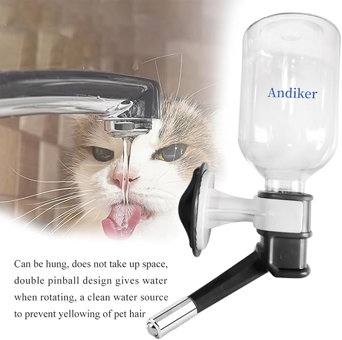 Andiker No-Drip Dog Water Dispenser Bottle-Dog Kennel Cage Water Dispenser Water Drinker Kettle for Pets can be Raised and Lowered Drinking Water Feeding Cage Water Bottle for Dogs (Black) - Image 4