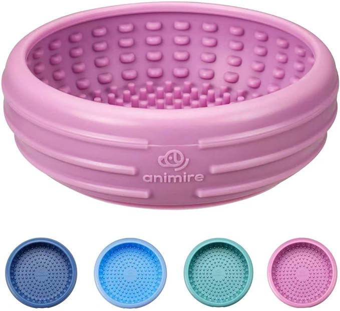 Dog Lick Bowl, Animire Freeze Lick Mat for Dogs, Non-Slip Slow Feeder Licking Bowl Enrichment Treat for Distraction Anxiety Relief, Food Grade Silicone, Dishwasher Safe(Pastel Purple,L) by Animire