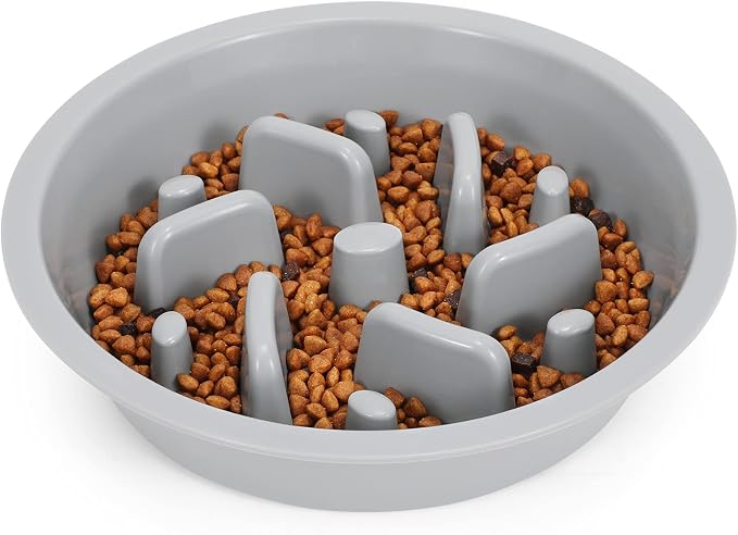 JASGOOD Dog Slow Feeder - Reduce Slip Puzzle Bowl for Raised Pet Feeders - Interactive Bloat Stop Elevated Diners Replacement Bowl (Gray, Fit Opening 7.5"-8") by JASGOOD