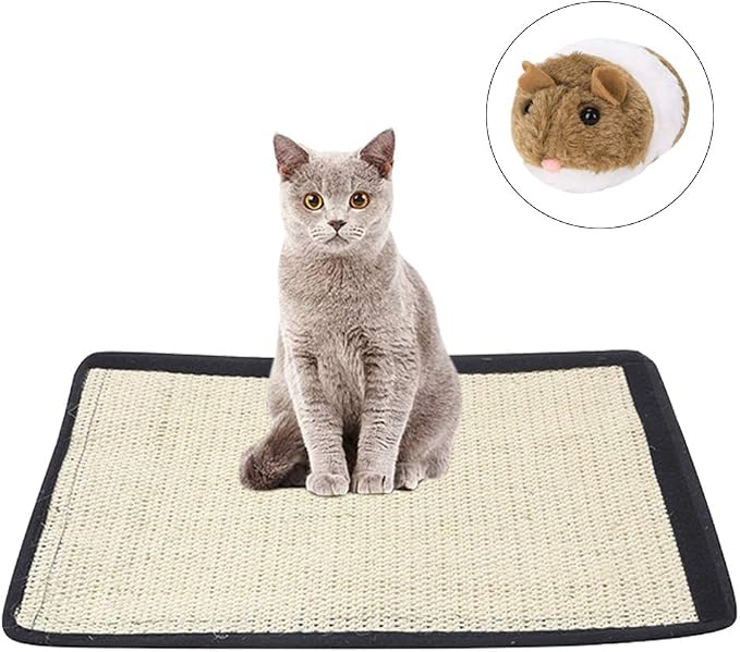 Cat Scratcher Mat with Interactive Mouse Toy, Cat Scratching Post Natural Sisal Table Leg Scratch Wrap Cat Grinding Claws Scratching Post Replacement Flexible Installation - Image 2