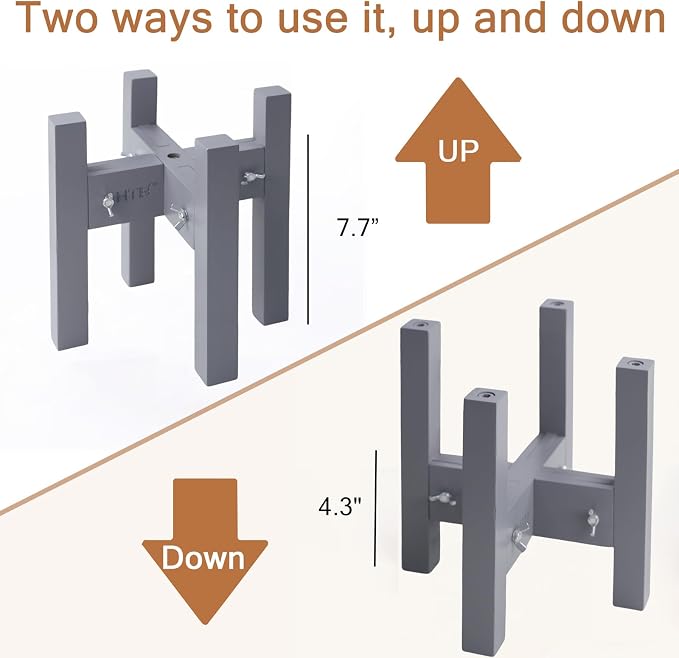 Elevated Dog Bowl Stand Adjustable Dog Food Holder 10”H Medium Grey | 10” Elevated Dog Bowl Stand, Medium Dogs, Adjustable, Fits 7”-10” Bowls, Single Bowl Holder, Natural Bamboo, Classic Grey - Image 4