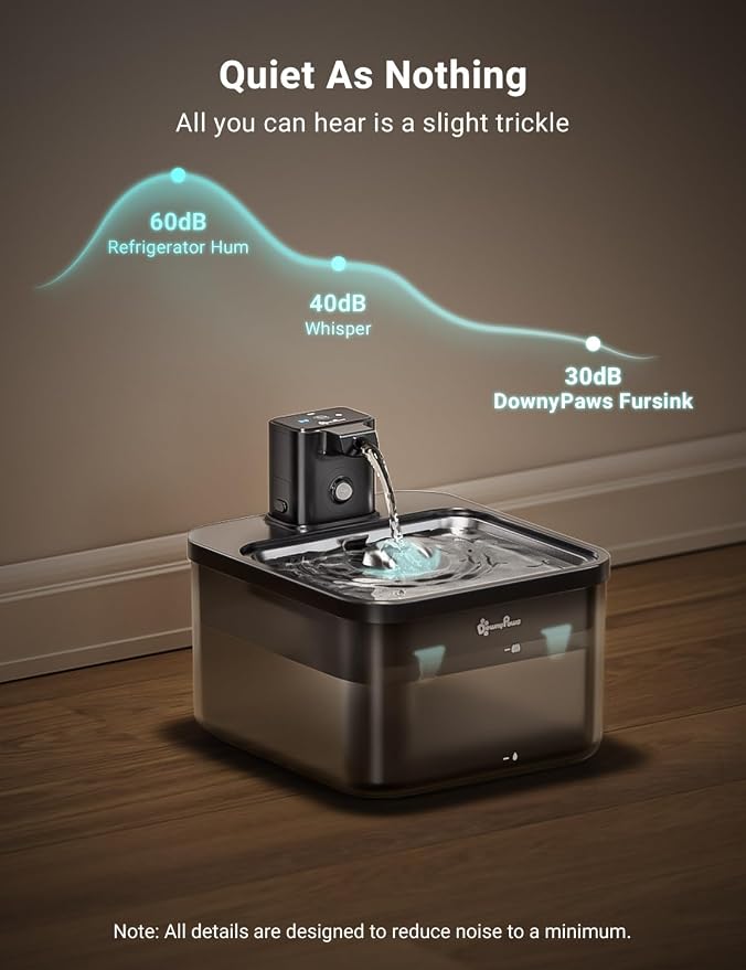 DownyPaws Cat Water Fountain Cordless, Pet Fountain, Black Pro, 6 Filters | Wireless Cat Drinking Water Fountains for Cats Indoor, Fursink , Battery Operated, Motion Sensor, Ultra Quiet Pump, BPA-Free - Image 7