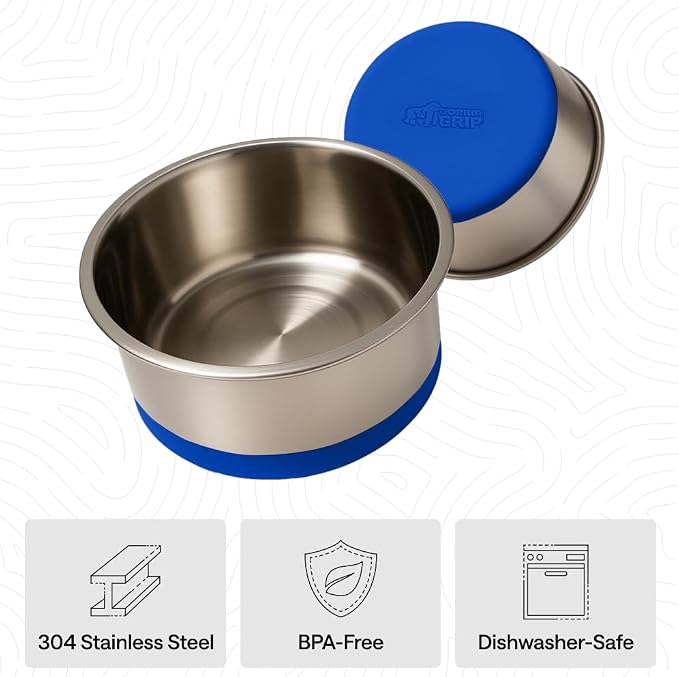 GORILLA GRIP Dog Bowls, Food Grade Stainless Steel, Set of 2, 4 Cup, Blue | 304 Stainless Steel Pet Feeding Bowls Hold 32 fl oz Each, Dishwasher Safe, Rust Resistant, BPA Free Rubber Base - Image 6