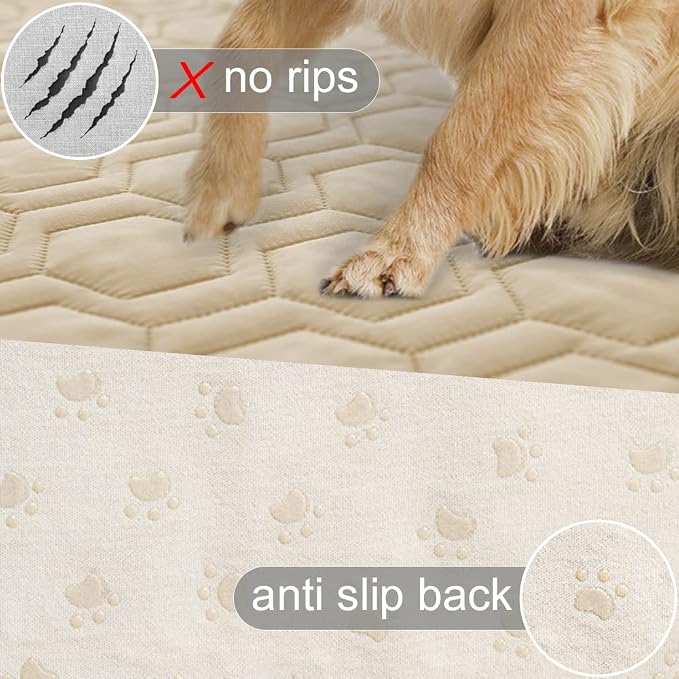 Tcksstex Waterproof and Non-Slip Dog Bed Cover and Pet Blanket Sofa Pet Bed Mat ，car Incontinence Mattress Protectors Furniture Couch Cover for Most Cats Dogs,Pets（30x70-Beige） - Image 3
