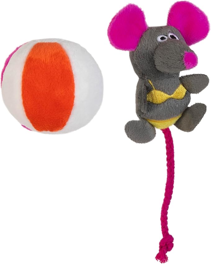 Mad Cat Beach Babe Plush Soft Cat Toy with Catnip and Silvervine, Pack of 2 | Summer themed pair that sparks energetic batting, chasing and cuddly play sessions for felines during active time at home - Image 2