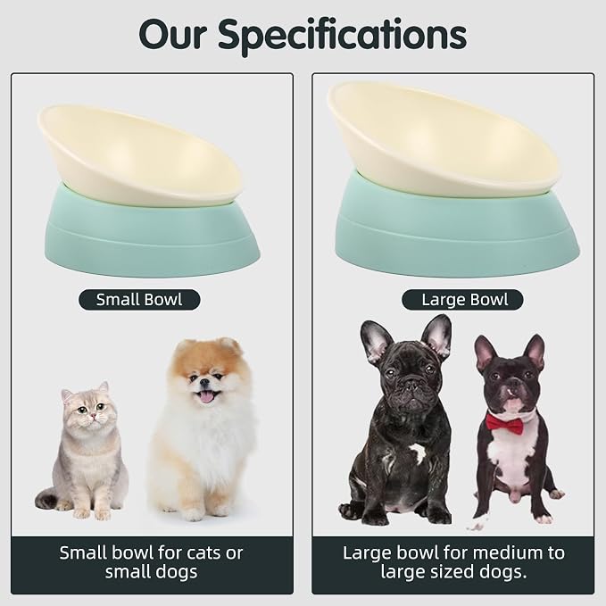 Bulldog Bowl Anti-Slip Dog Cat Dish Detachable Rubber Dog Bowl Pet Sterile Tilted Pet Feeder Slope Base (Green, 3.5 Cup (Medium/Large Dog)) - Image 7