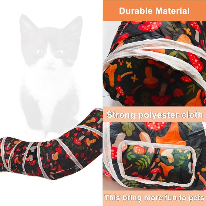 Cat Tunnel, Cat Tunnels for Indoor Cats, S-Shape Foldable Cats Cave | Interactive Toy Pet Tube with Interactive Peephole Crinkle Sounds for Rabbits, Kittens, Ferrets, Puppy Playing & Exploring - Image 4