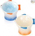 Tioncy 2 Pcs Raised Tilted Ceramic Cat Food Bowl Fish Shape Cute Elevated Slanted Shallow Angled Cat Dish Non Slip Feeder Bowl for Anti-Vomiting and Fatigue (Blue,Orange) by Tioncy