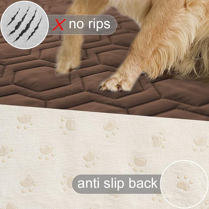 Tcksstex Waterproof and Anti-Slip Dog Bed Cover and Pet Blanket Sofa Pet Bed Mat ，car Incontinence Mattress Protectors Furniture Couch Cover for Most Cats Dogs, Pets（52x82-Chocolate） - Image 3