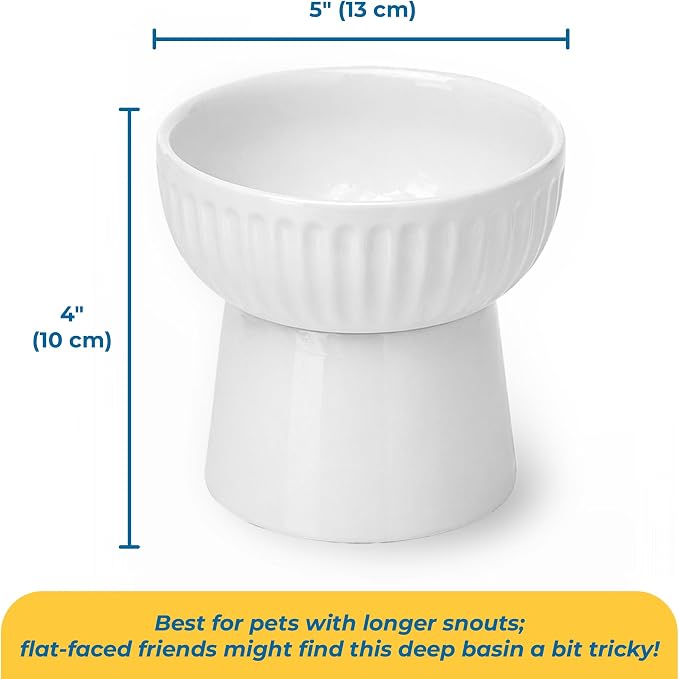 SunGrow Ceramic Cat Bowl with Stand, Suitable Eating Height for Pets, Raised Food Bowl, Mealtime for Your Cats, Stoneware Feeding Station - Image 7