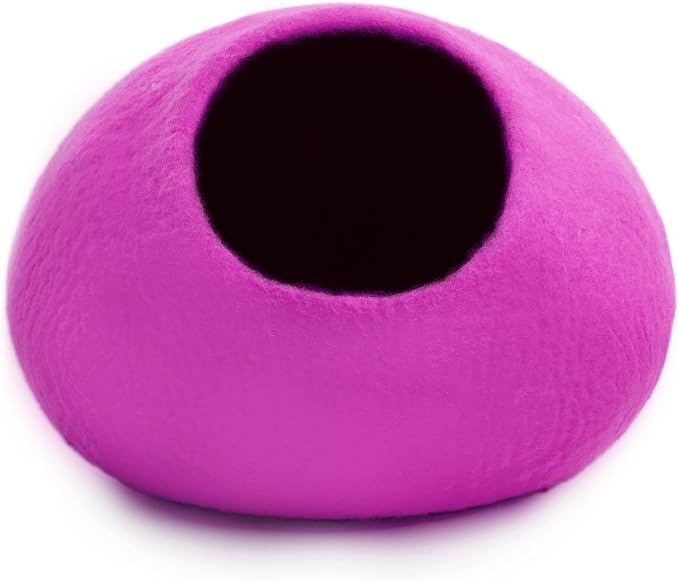 Luxurious Merino Wool Cat Cave - Foldable Hideaway Pod for Indoor Cats - Premium Felt Kitten Pet Enclosure - Covered Cat House for Ultimate Cozy Comfort by Woolygon (Purple Plain) - Image 5