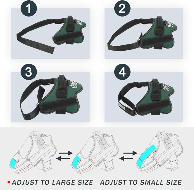 Dog Harness, No-Pull Reflective Dog Vest, Breathable Adjustable Pet Harness with Handle for Outdoor Walking - No More Pulling, Tugging or Choking (Dark Green, S) - Image 3