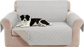 Reversible 45" Small Loveseat Sofa Covers, Light Grey/Beige | Loveseat Covers for Dogs Water Repellent, Friendly Furniture Protector with Elastic Straps for Living Room by LuxshareHome