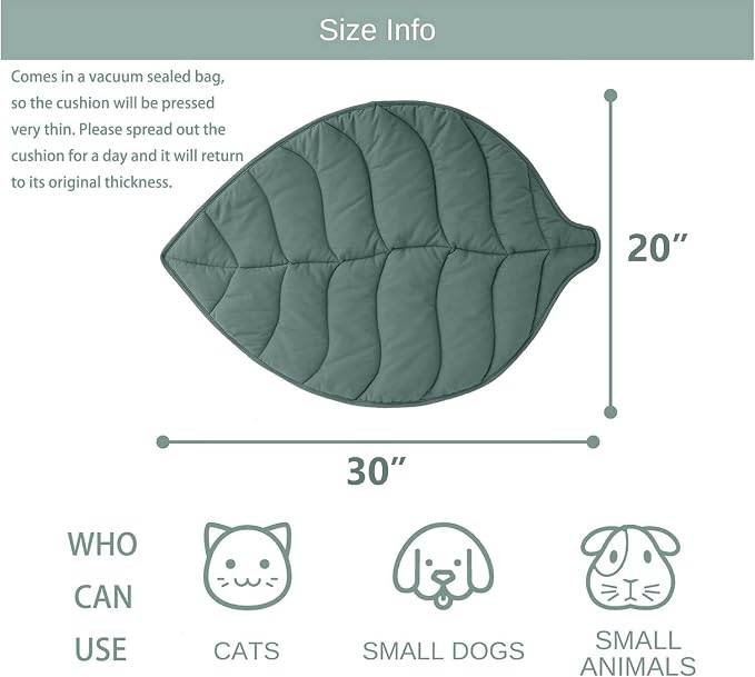Letalong 30 X 20 Inch Leaf Shaped Cotton Cat Bed Pad, Warming Cat Mat, Pet Warming Pad for Cats, Warmer Mat for Feral and Indoor Cats, 2025 Enlarged and Thickened Leaf Beds - Image 2