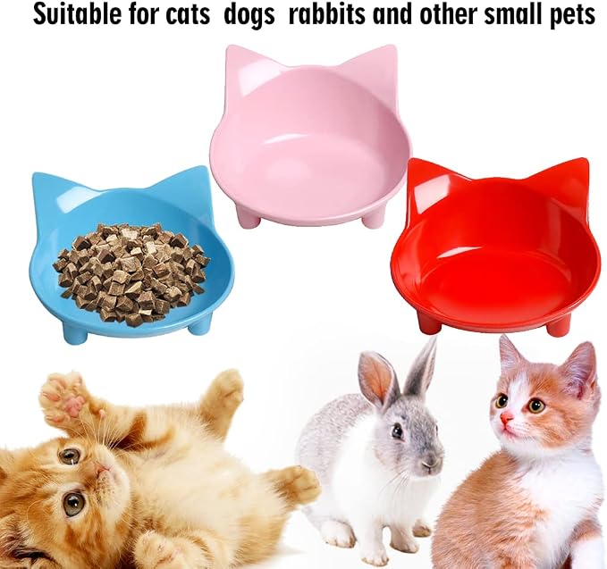 Cat Food Bowls 3 Pack Non-Slip Shallow Wide Whisker Friendly for Indoor Pet | 3 Pack Food Grade Safe Feeding Dishes for Kittens, Puppies & Rabbits, Easy Clean, Relieves Whisker Fatigue for Food & Water - Image 3