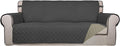 PureFit Reversible Quilted Sofa Cover Dog Couch Covers for Sofa, 66 in | Dark Gray/Beige, Water Resistant Couch Protector, Washable Pet Couch Cover with Non Slip and Elastic Straps For Kids by PureFit