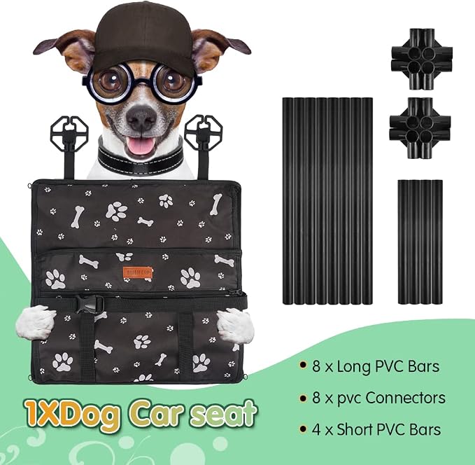 Dog Car Seat Puppy Portable Pet Booster Car Seat with Clip-On Safety Leash and Stable Fram, Anti-Collapse,Perfect for Small Pets - Image 2