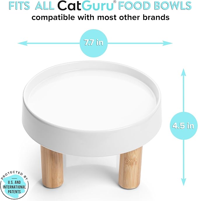 CatGuru Food Table for Cat Bowls, Elevated Feeding Station for Cat Food Bowl, Raised Stand for Food and Water Bowls, Pet Feeder for Indoor Cats, Stress Free Stand for Pet Dishes (Marshmallow, High) - Image 3
