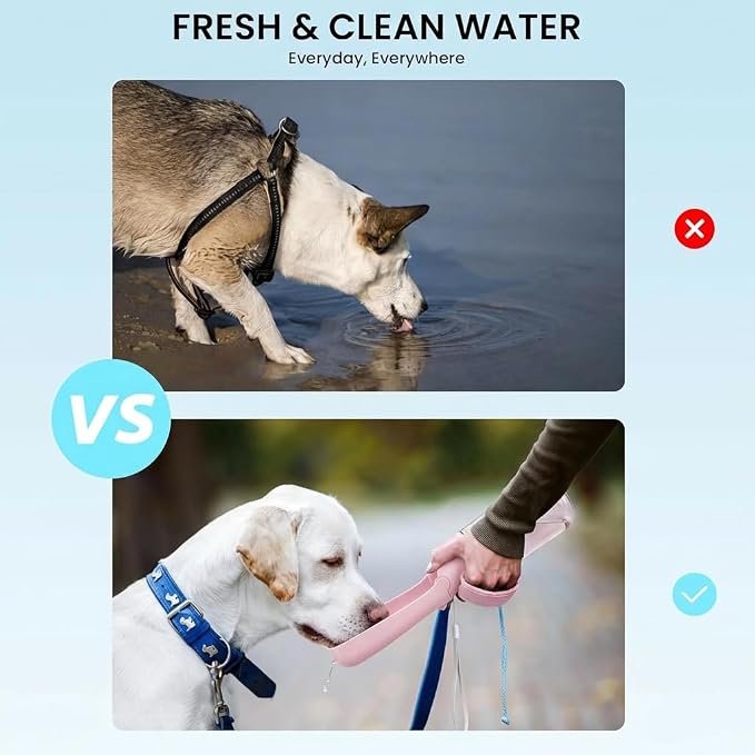 Portable Dog Water Bottle for Walking – 19oz / 12oz Foldable Pet Water Dispenser for Puppies, Medium & Large Dogs – Leak Proof Travel Water Bowl for Small Animals Dog Accessories(12OZ Pink) - Image 6