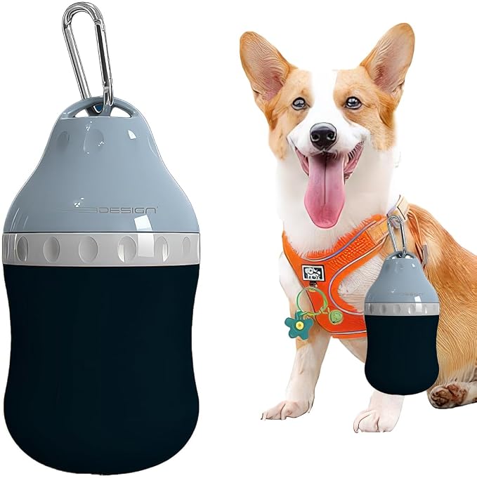 Dog Travel Water Bottle Detachable Bowl Leak Proof Portable ，Silicone Bottle Body，Collapsible and Suitable for Small Pets for Outdoor Walking, Hiking, Travel (Blue, 400 ml) by Unknown