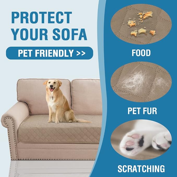H.VERSAILTEX Couch Cover for Dogs Washable 100% Waterproof Sofa Cushion Cover Dog Bed Cover Non-Slip Pet Blanket for Sofa Cushion Protector, 35" x 74", Khaki - Image 6
