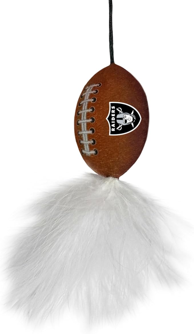 NFL Las Vegas Raiders Cat Tunnel Tube Toy with Plush Football Catnip and Feathers Collapsible Tunnel for Cats to Play, Peek and Hide, Sporty & Fun Cat Tunnel Toy with Team Logo All-Over Design! - Image 4