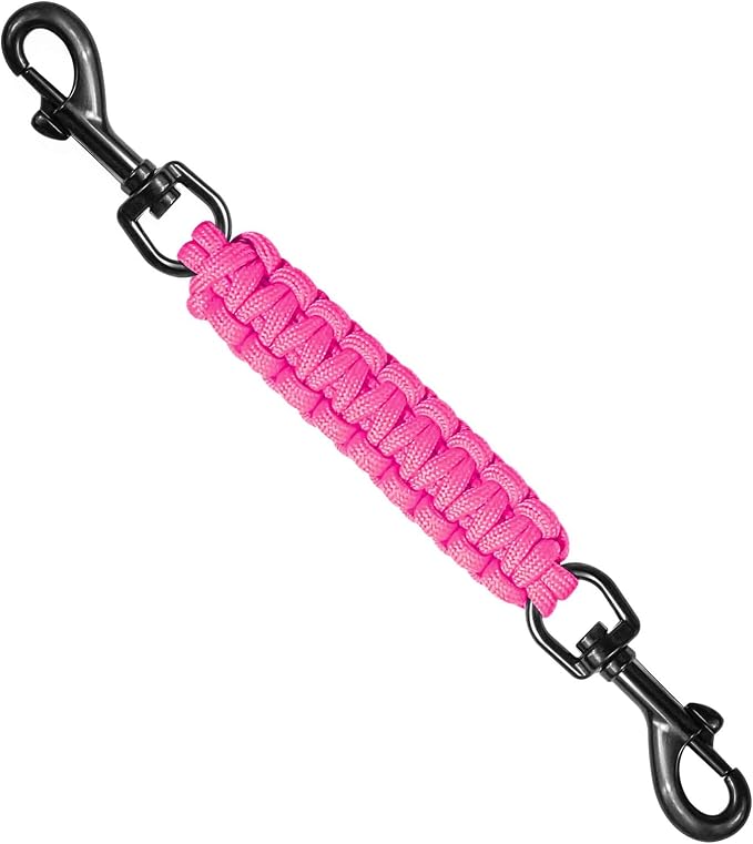 Dog Collar Safety Clip, Collar Companion, Handmade Backup Safety Strap, Double-Ended Clip Leash Connector, Suitable for Dog Harnesses, Prong, Pinch Collars (Pink, 1 Pack) by Unknown