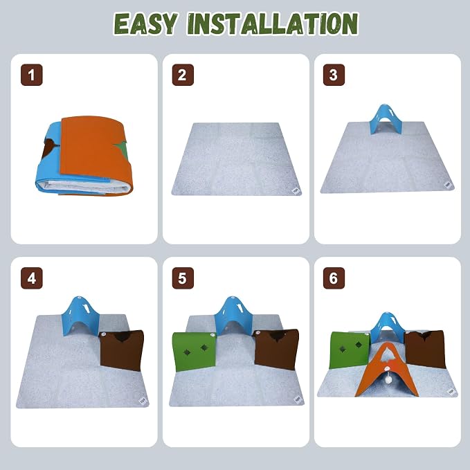 35.4" Cat Tunnels for Indoor Cats, Multi-Entrance Cat Toys, Multicolor | 4 Way Felt Interactive Pet Toy with Hidden Ball, Enrichment Activity Rug, Collapsible Cave for Kittens & Small Pets - Image 6