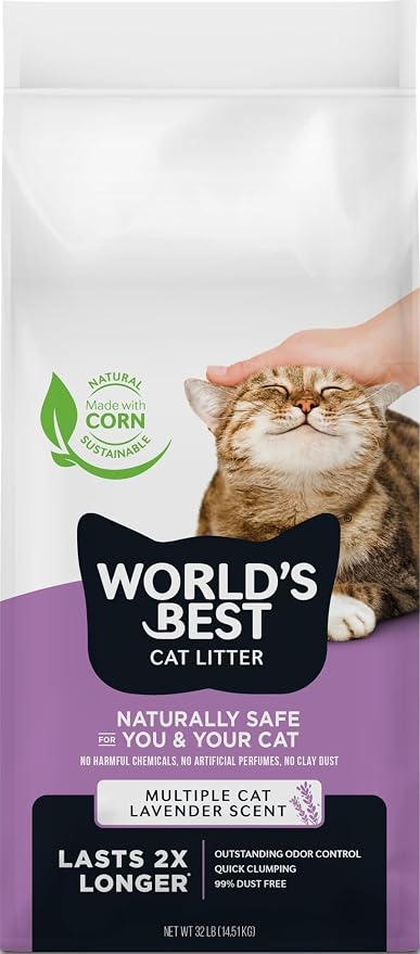 World's Best Cat Litter, Lavender Scented, Long-Lasting Odor Control, 32 lb by WorldsBestCatLitter