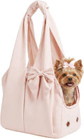 Fashion Dog Purse Carrier for Small Dogs and Cats, Soft-Sided Puppy Tote Bag Under 15 lbs, Lightweight Pet Carrier with 4 Pockets, Smart Zipper Lock, Pet Travel Bag for Travel Outdoor(Pink) by Unknown