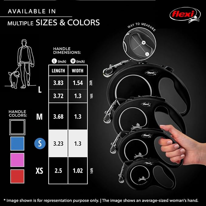 FLEXI® Classic Cord Retractable Dog Leash, Black, Small - 16 Feet (Cord) (Pack of 12) - Image 5
