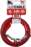 BV Dog Tie Out Cable 30 Feet - Heavy Duty Dog Lead Up to 125 Pounds - Reflective & Rust-Free with Quick Release Swivel Clips & 360° Rotating Clasp - Tangle-Free Dogs Runner for Yard (Red, Single) by BV