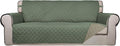 PureFit Reversible Quilted Sofa Cover Dog Couch Covers for Sofa, 66 in | Greyish Green/Beige, Water Resistant Couch Protector, Washable Pet Couch Cover with Non Slip and Elastic Straps For Kids by PureFit