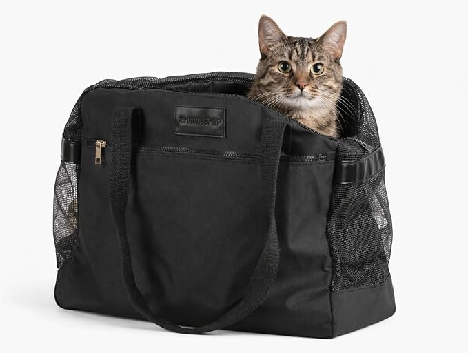 Soft-Sided Dog Carrier Bag, Airline Approved Pet Tote for Small Dogs & Cats, Breathable Mesh, Machine-Washable Cushion, TSA Friendly, Black - Image 2
