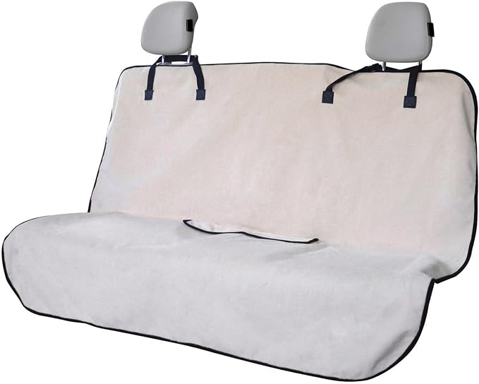 Back Seat Cover for Car Trucks Van SUV Jeep,Waterproof Rear Bench Towel Seat Covers for Dogs and Kids,Automotive Backseat Protector (Off-White) by LoyaGour