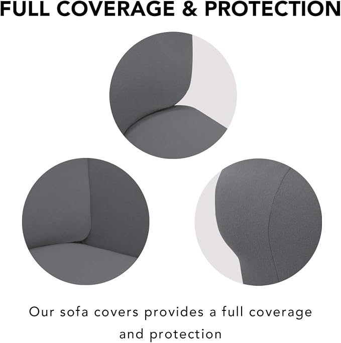 PureFit Stretch Couch Covers for Sofa 4 Seater Slipcovers Gray | 1-Piece Sofa Cover Washable Soft Couch protector, Couch Slipcover with Non Skid Foam and Elastic Bottom for Kids, Dogs - Image 3
