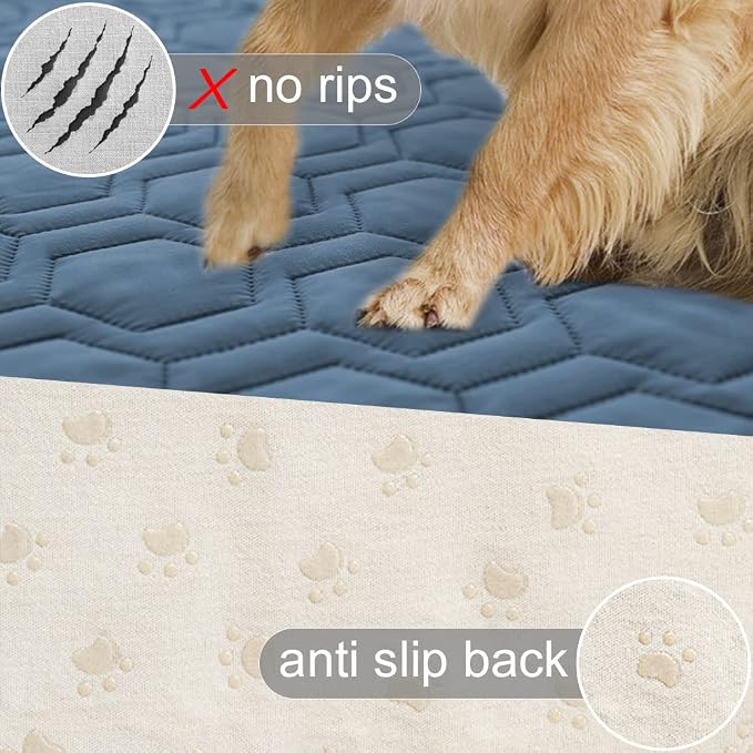 Tcksstex Waterproof and Non-Slip Dog Bed Cover and Pet Blanket Sofa Pet Bed Mat ，car Incontinence Mattress Protectors Furniture Couch Cover for Most Cats Dogs, Pets（30x70- Navy Blue） - Image 3