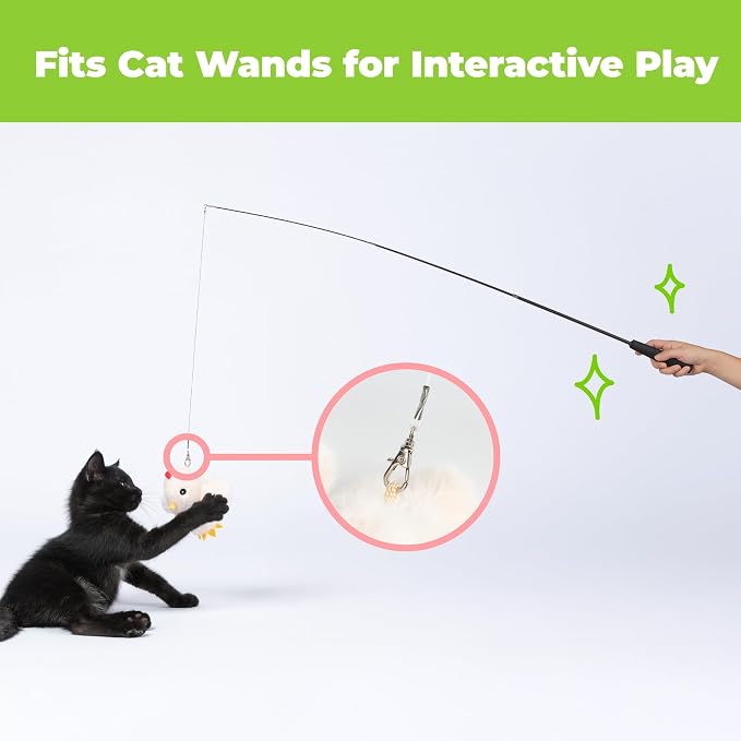 Best Pet Supplies Catify Interactive Flapping Cat Toy - Chick, Beige | Catnip Infused, Motion Activated Wings, Realistic chirps, Soft, Rechargeable, For Indoor Kittens & Cats, Independent Play - Image 8
