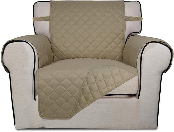 PureFit Reversible Chair Sofa Cover Dog Couch Covers for Sofa, 25.5 in | Beige/Beige, Water Resistant Couch Protector, Washable Pet Couch Cover with Non Slip and Elastic Straps For Kids by PureFit