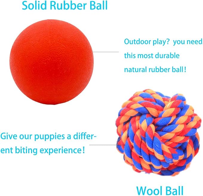 Volacopets Puppy Balls - Pack with Different Functions & Teething Toys for Small Dogs, Squeaky Dog Balls, Rubber Chew Toys for Enrichment - Image 5