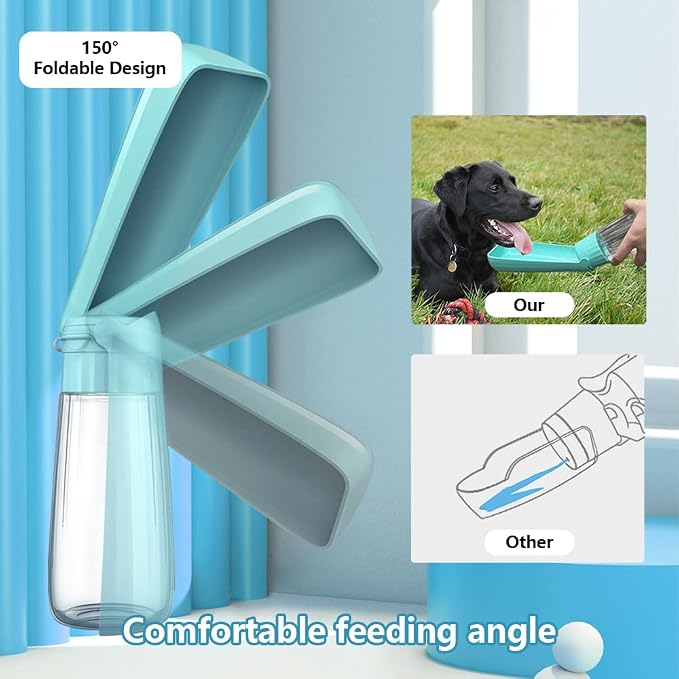 Dog Water Bottle Portable for Walking Pet Travel 19 OZ Leak proof Water Bottle Bowl with Drinking Feeder Cat Puppy Water Dispenser for Hiking Camping Blue | for Puppy Cat Walking Hiking Camping, Pet Travel Leak proof Water Bottle Bowl Small Medium Larg... - Image 3