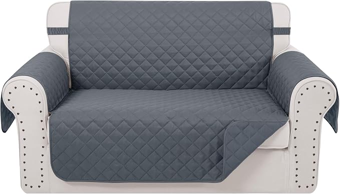 Reversible Loveseat Couch Sofa Covers, 2-Seater, Dark Blue | Loveseat Covers for Dogs Water Repellent, Friendly Furniture Protector with Elastic Straps for Living Room by LuxshareHome