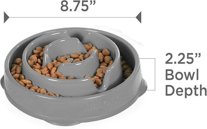 Outward Hound Fun Feeder Slo Bowl Dog Slow Feeder, Drop, Gray, 8.8" | Slows Fast Eaters, Can Aid Digestion, Holds 2 Cups Dry or Wet Food, Non-Slip, Easy Clean, No BPA, Small to Medium Dogs & Cats - Image 7